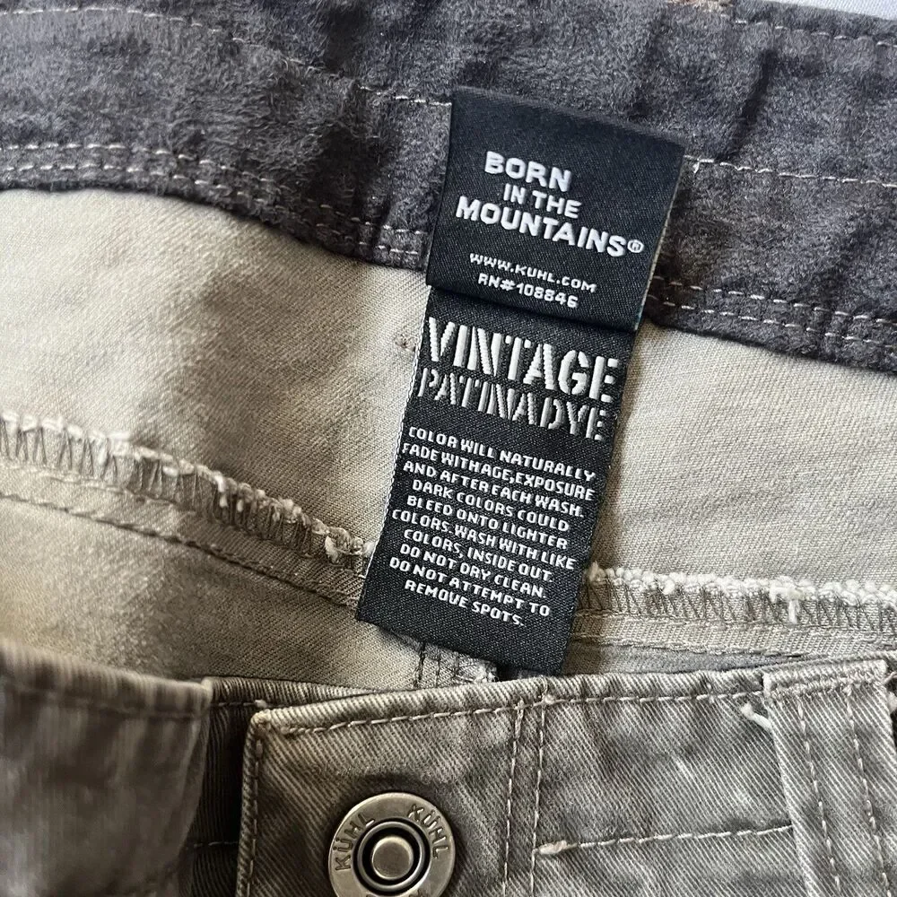 Kuhl RYDR Pants Mens 34 X 32 Vintage Patina Dye Ryder Gray Hiking Outdoors Work